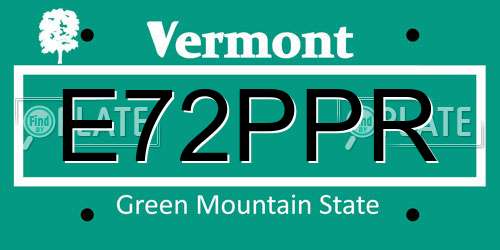 E72PPR Vermont License Plate