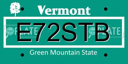 E72STB Vermont License Plate