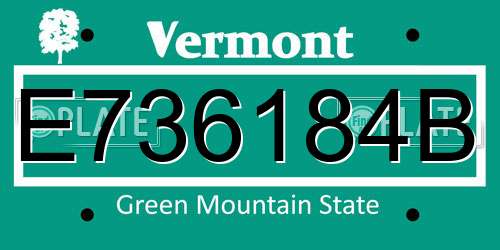 E736184B Vermont License Plate