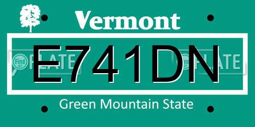 E741DN Vermont License Plate