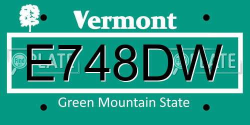 E748DW Vermont License Plate