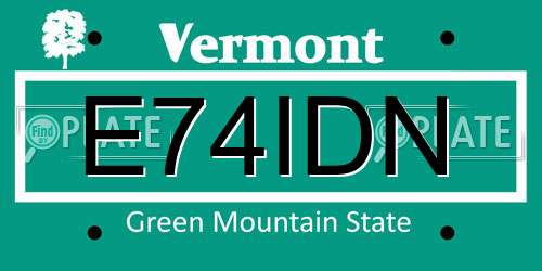 E74IDN Vermont License Plate