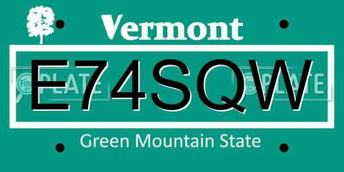 E74SQW Vermont License Plate