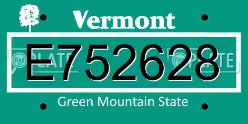 E752628 Vermont License Plate