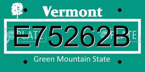 E75262B Vermont License Plate