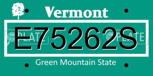 E75262S Vermont License Plate
