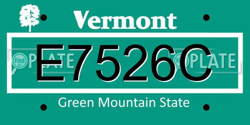 E7526C Vermont License Plate
