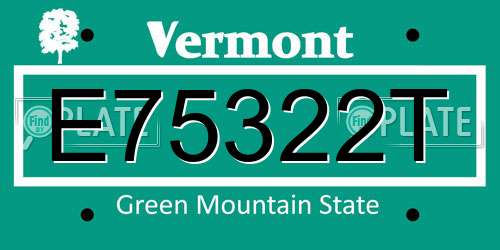 E75322T Vermont License Plate