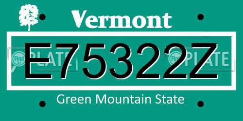E75322Z Vermont License Plate