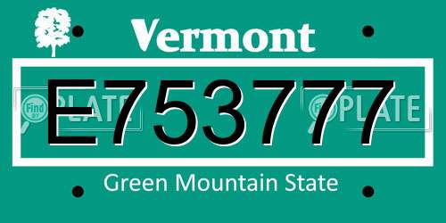 E753777 Vermont License Plate