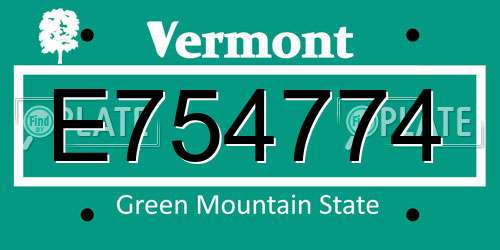 E754774 Vermont License Plate