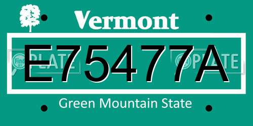E75477A Vermont License Plate