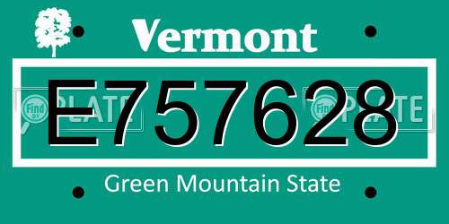 E757628 Vermont License Plate