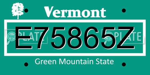 E75865Z Vermont License Plate