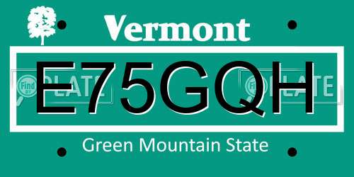 E75GQH Vermont License Plate