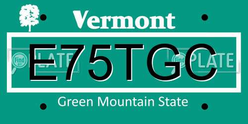 E75TGC Vermont License Plate