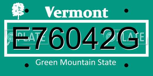 E76042G Vermont License Plate