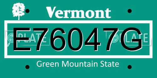 E76047G Vermont License Plate
