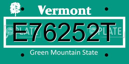 E76252T Vermont License Plate