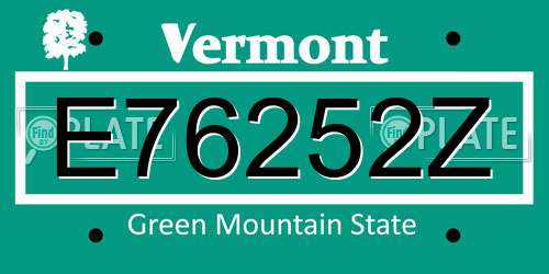 E76252Z Vermont License Plate