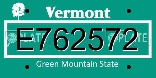 E762572 Vermont License Plate