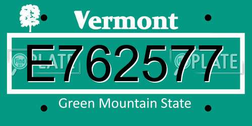 E762577 Vermont License Plate