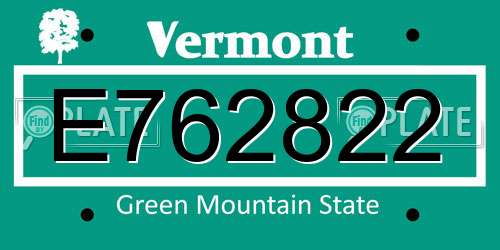 E762822 Vermont License Plate