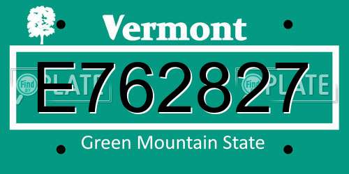 E762827 Vermont License Plate