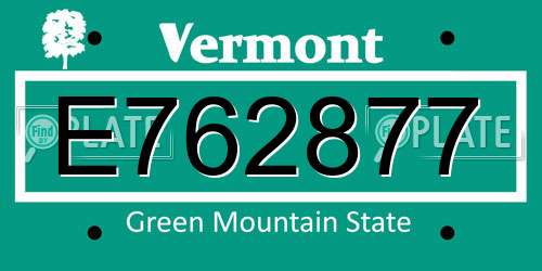E762877 Vermont License Plate