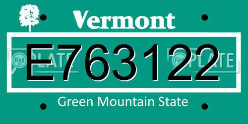 E763122 Vermont License Plate
