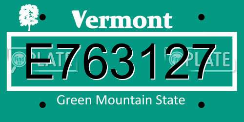 E763127 Vermont License Plate