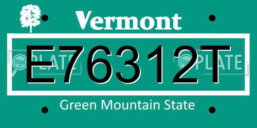 E76312T Vermont License Plate
