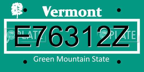 E76312Z Vermont License Plate