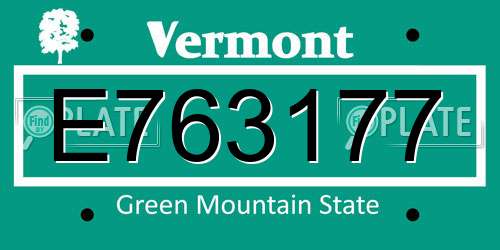 E763177 Vermont License Plate