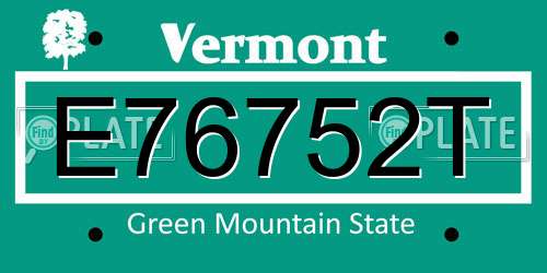 E76752T Vermont License Plate