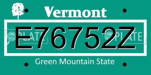 E76752Z Vermont License Plate