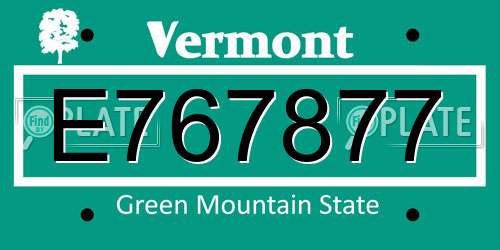 E767877 Vermont License Plate