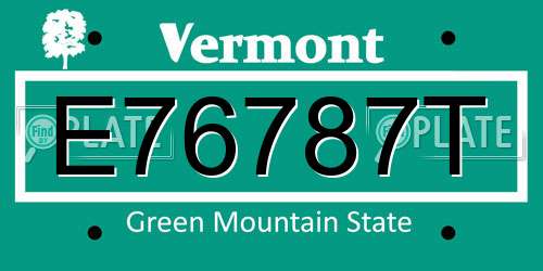 E76787T Vermont License Plate