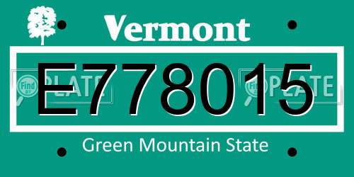 E778015 Vermont License Plate