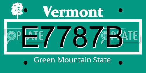 E7787B Vermont License Plate