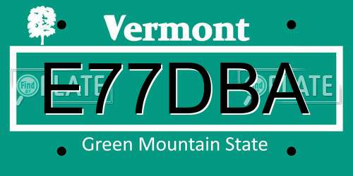 E77DBA Vermont License Plate