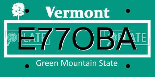 E77OBA Vermont License Plate