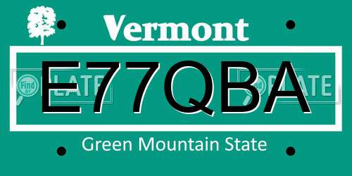 E77QBA Vermont License Plate