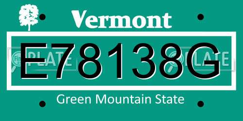 E78138G Vermont License Plate