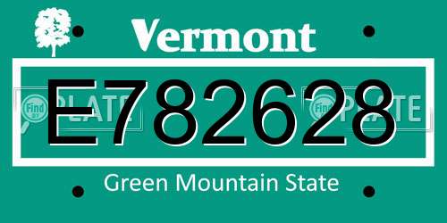 E782628 Vermont License Plate