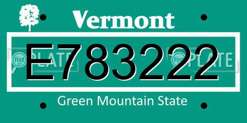 E783222 Vermont License Plate
