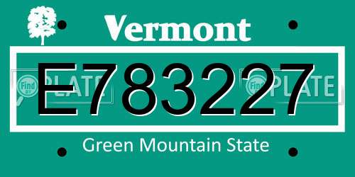 E783227 Vermont License Plate