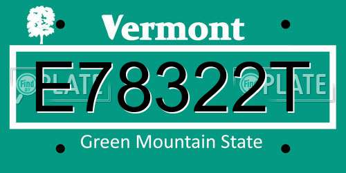 E78322T Vermont License Plate