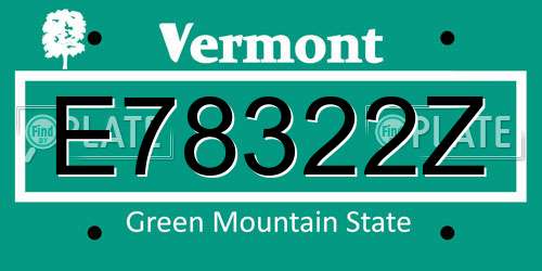 E78322Z Vermont License Plate