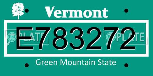 E783272 Vermont License Plate